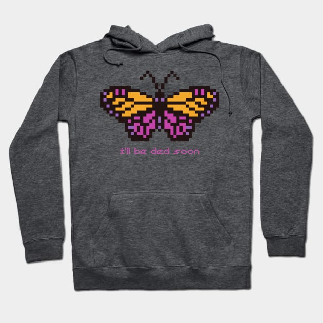 Existential Butterfly Pixel Art Hoodie by rosiemoonart